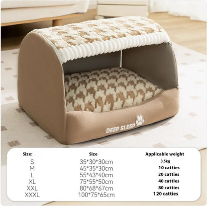 Cozy Bear-Shaped Enclosed Pet Bed for Small Dogs